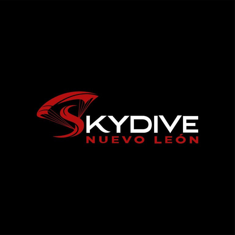 Skydive Nuevo León logo featuring a red eagle design with white text on black background